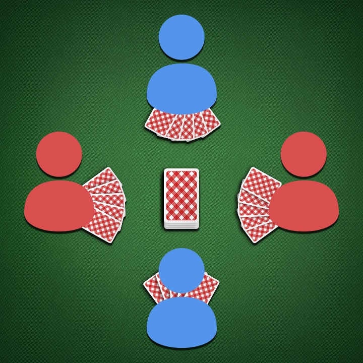 Eucher: vier Spieler auf zwei Teams aufgeteilt