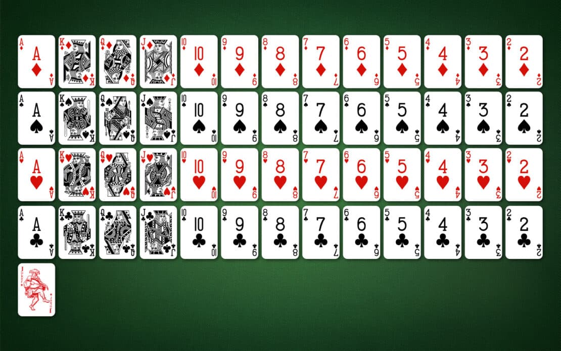 Pai Gow Poker: Ein Joker und 52 Spielkarten in 4 Farben