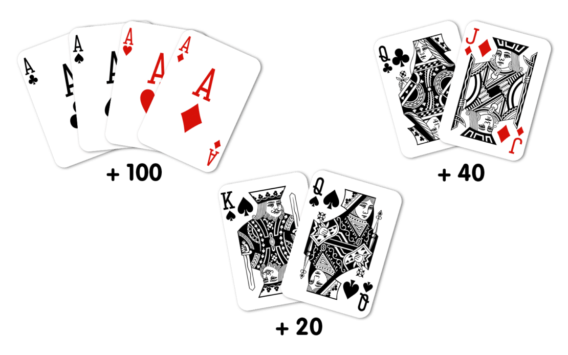 Pinochle: examples for melds and bonus points