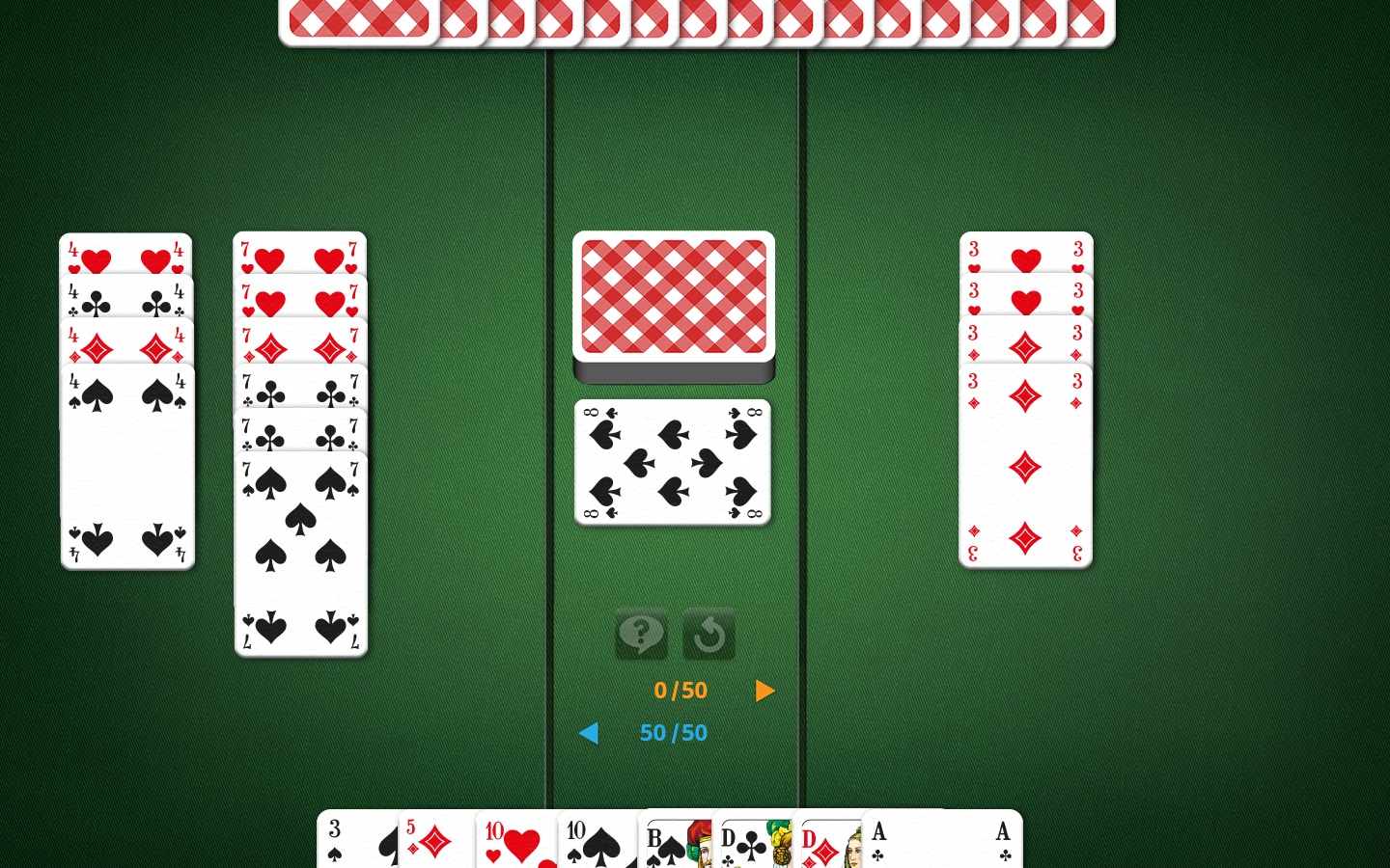 Canasta Playing Field: Opponent Has Four Red Threes