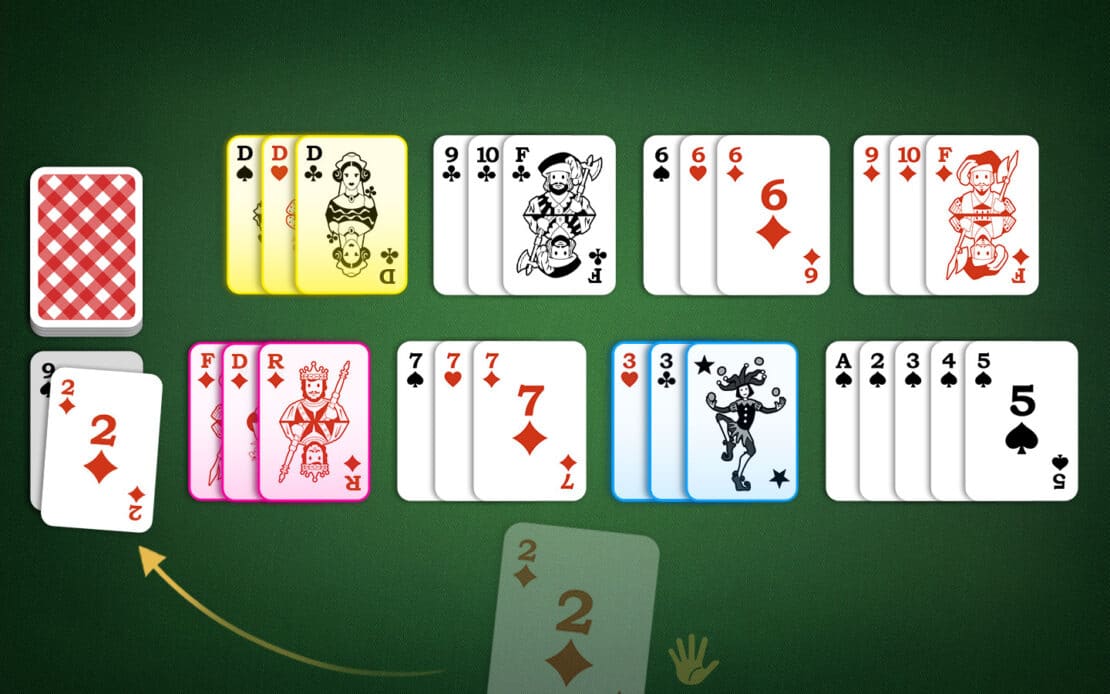 Campo da gioco di Robber's Rummy: fine della manche dopo aver scambiato il Jolly