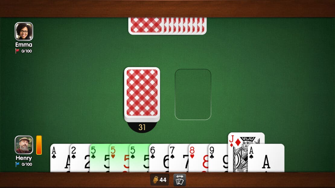 Gin Rummy: discarding the loading Jack