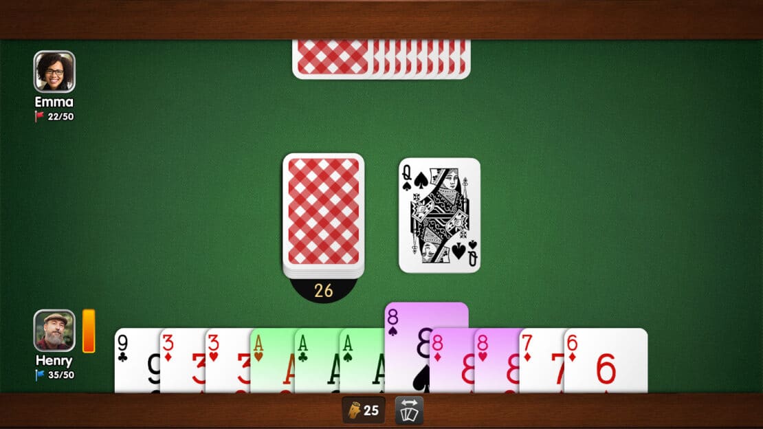 Gin Rummy: breaking up a meld for a safe discard option