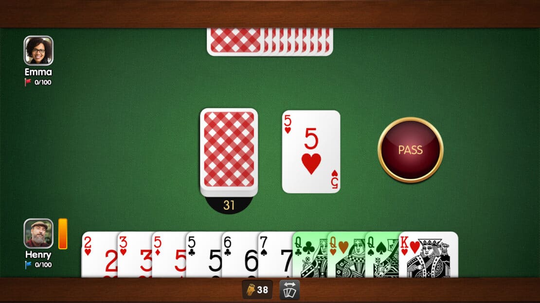 Gin Rummy: A starting hand that works with for offensive play.