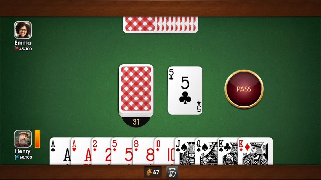 Gin Rummy: Another example for a tricky decision about passing at the beginning.