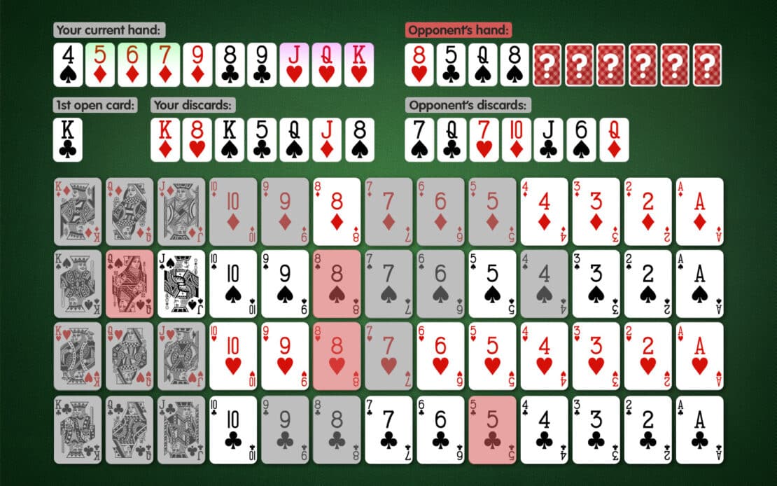 Gin Rummy: More cards that are in your opponent's hand and others that can't be there