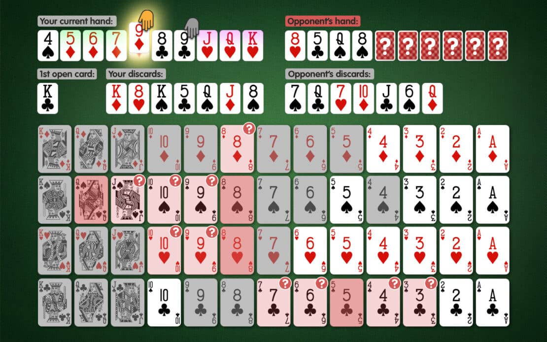 Gin Rummy: Cards that are in your opponent's hand and same cards that might also be there