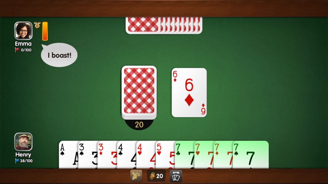 Gin Rummy: Opponent's boasting announcement