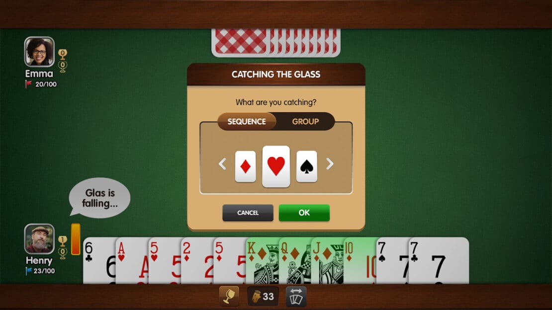 Gin Rummy: catching a sequence