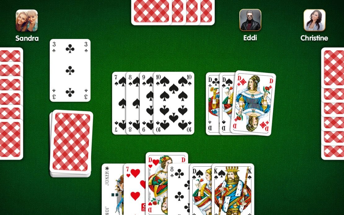 Rommé-Spielfeld - vier Spieler