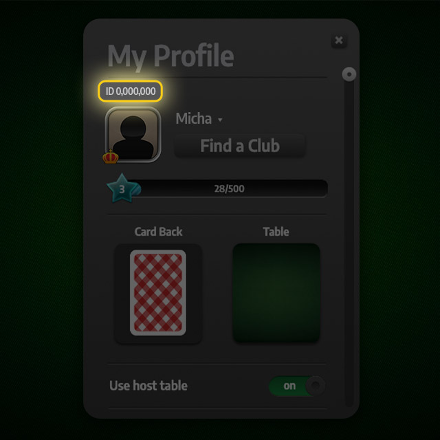 Finding the Player ID in My Profile at the Palace of Cards