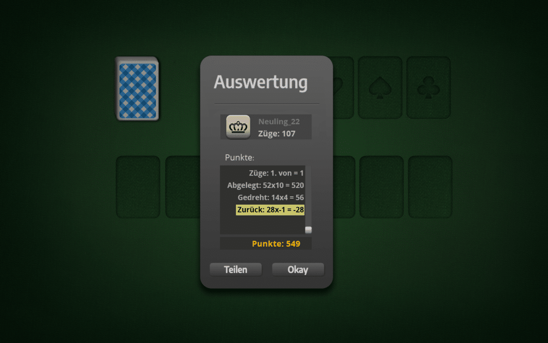 Beispiel Auswertung Easthaven Solitaire